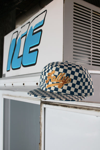 Sporty Folly Beach Checkerboard Hat - Slate