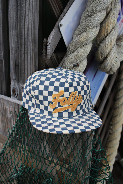 Sporty Folly Beach Checkerboard Hat - Slate