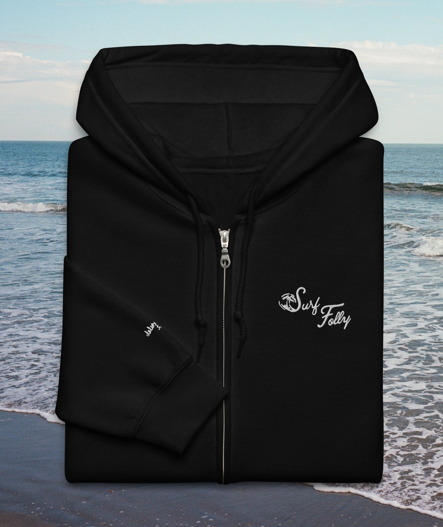 Surf Folly Embroidered Zip-Up Hoodie