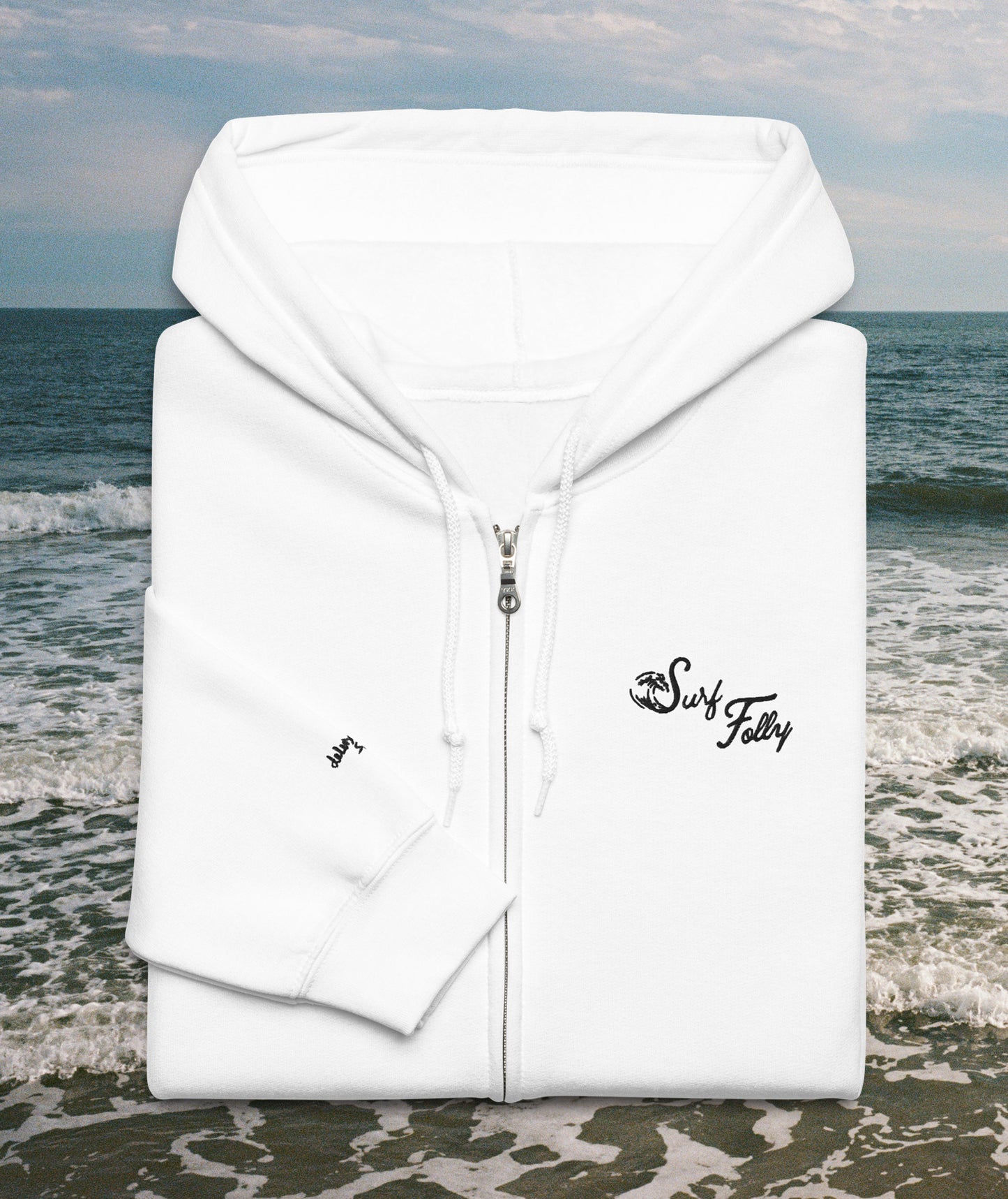 Surf Folly Embroidered Zip-Up Hoodie