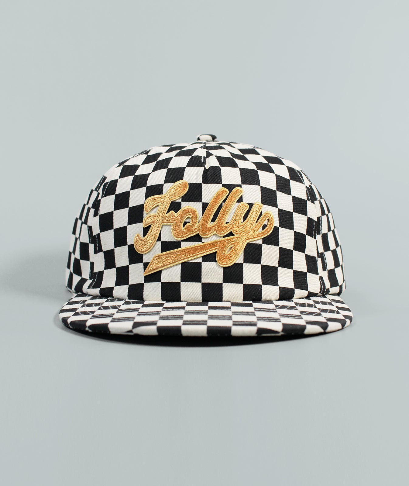 Sporty Folly Beach Checkerboard Hat - Black