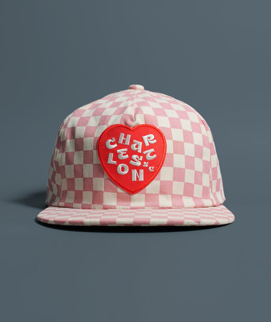 I Heart Charleston Checkerboard Hat - Pink