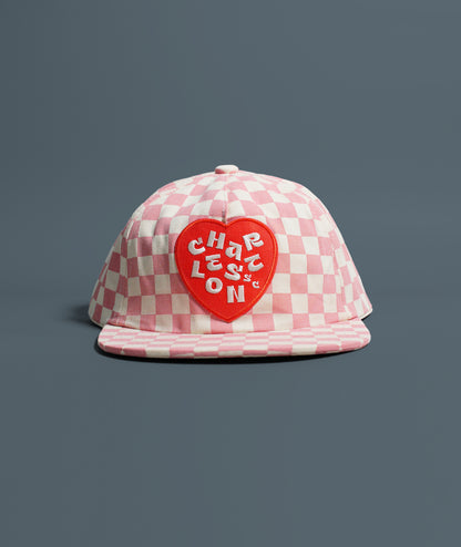 I Heart Charleston Checkerboard Kids Hat - Pink