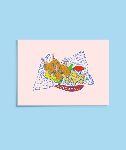 Shrimp basket postcard